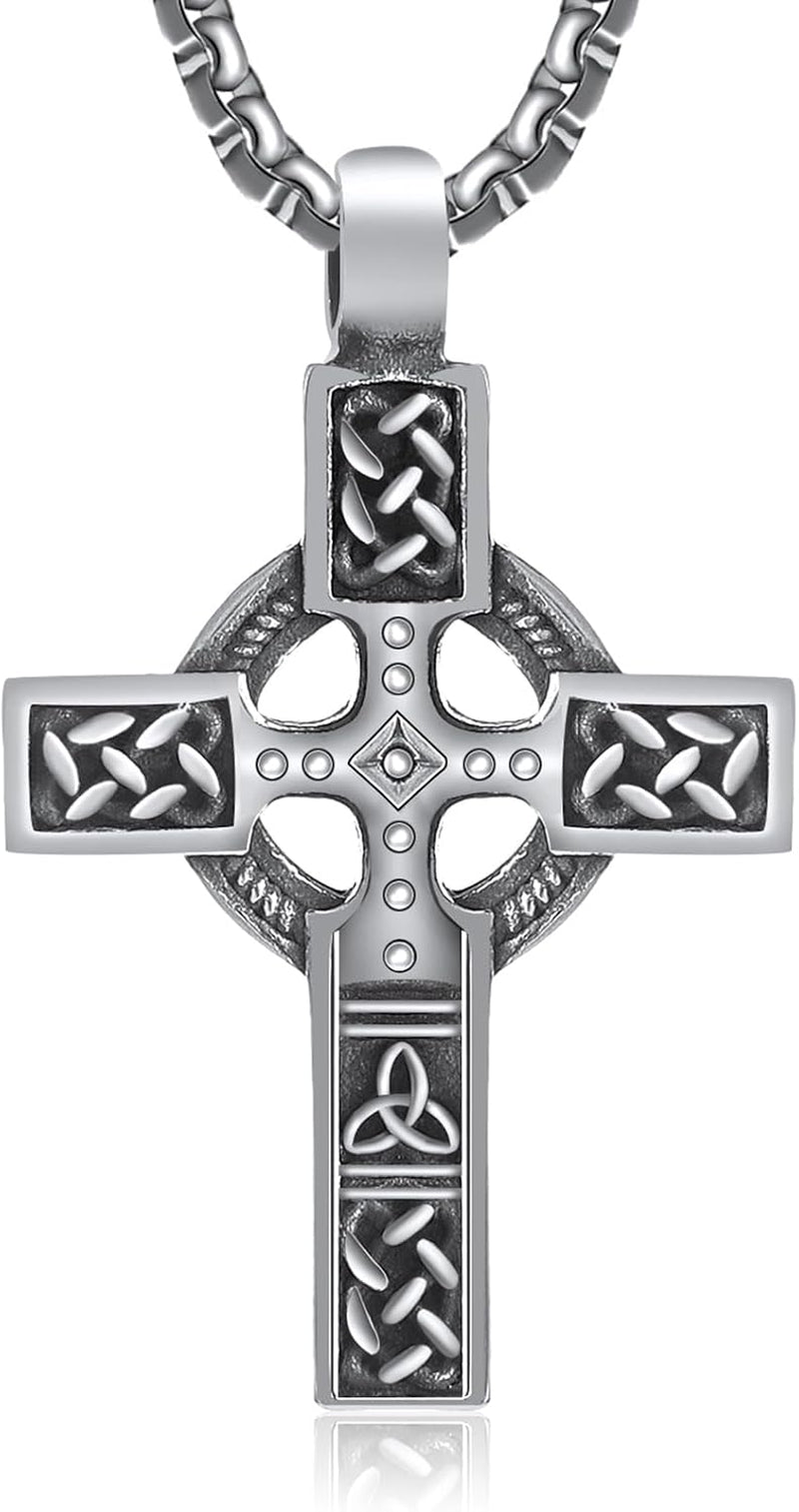 316L Stainless Steel Necklace Jesus Crucifix Cross Necklace for Men Celtic Orthodox Cross Necklace Virgin Mary Pendant Necklace Viking Rune Chain Necklace Religious Christian Jewelry Gifts for Men - WORLD TIME VISITS