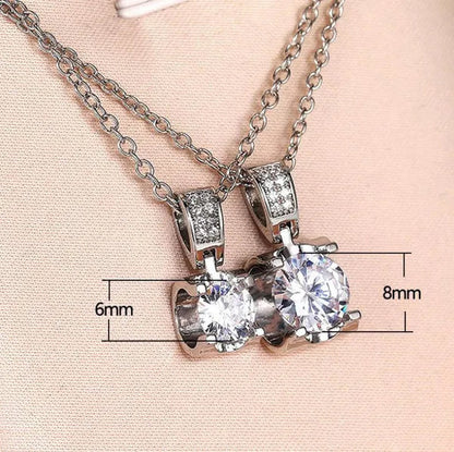 Fashion Jewelry Gemstone White Sapphire 925 Sterling Silver Diamond Pendant Necklace 6mm 8mm