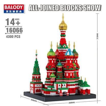 World Architecture Building Blocks Set Landmarks Diamond Blocks Toys (Height 20-40cm) Saint Basil's Cathedral, Big Ben, Taj Mahal, White House, Louvre Museum, Arc de Triomphe, London Bridge