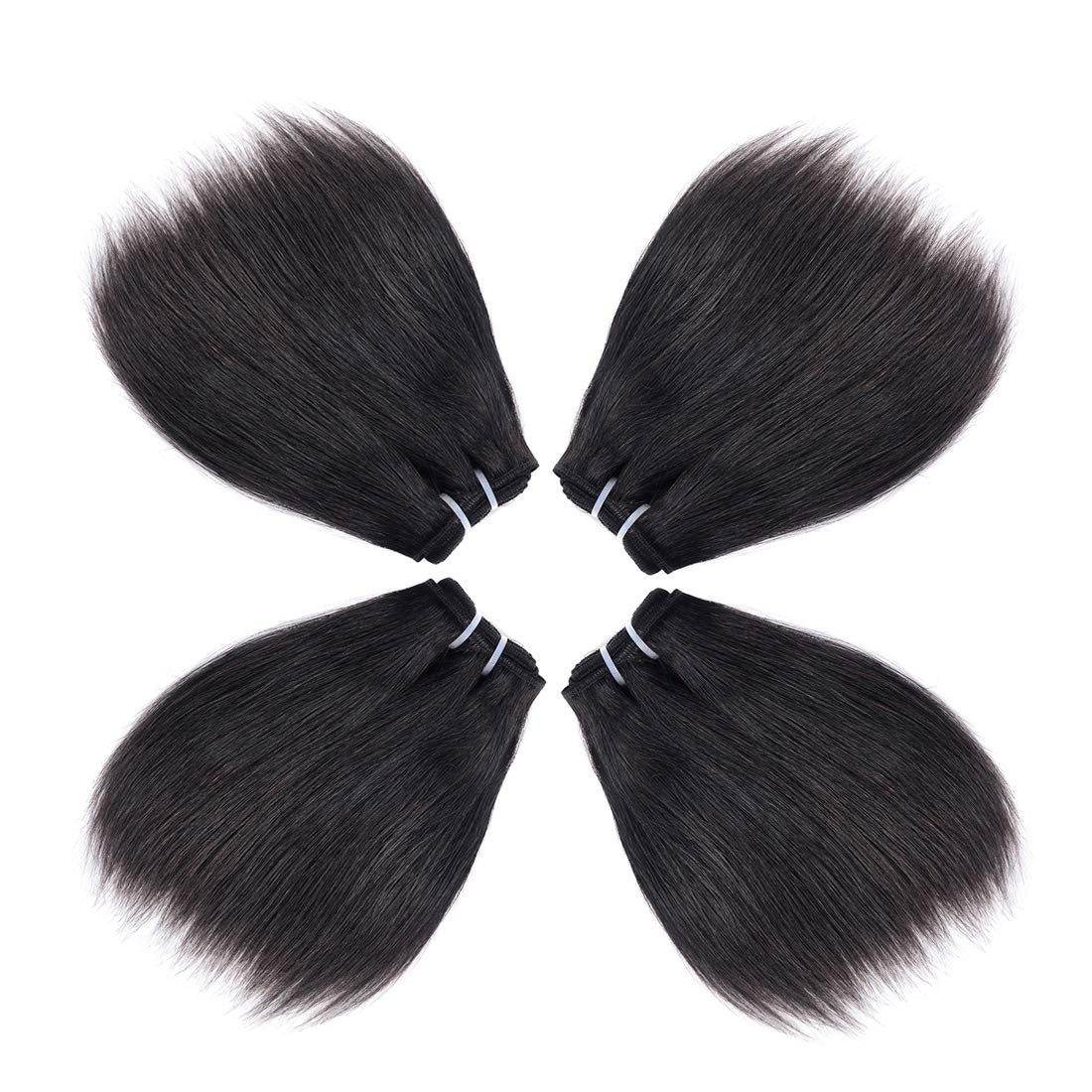 10 Inch Short Human Hair Bundles Natural Color 4 Bundles 12A Brazilian Virgin Hair 100% Unprocessed Straight Human Hair Bundles(10"10"10"10")