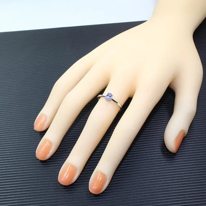 Hotsale silver tanzanite ring 4 mm * 6 mm real tanzanite ring for engagement solid 925 silver tanzanite ring romantic gift
