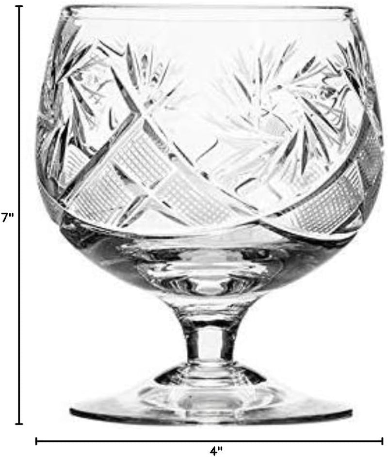 HOMEHUT  Set of 2 Russian Cut Crystal Brandy Snifter Glasses 11-Oz, Old Fashioned Vintage Glassware (Brandy Snifter)