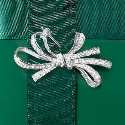 0.10 Ct. T.W. Diamond Ribbon Pin in Sterling Silver.
