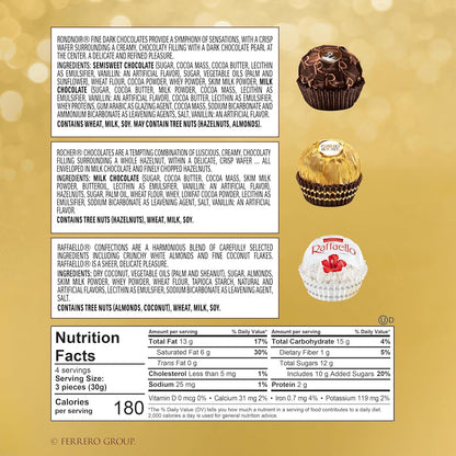 , 12 Count, Premium Gourmet Assorted Hazelnut Milk Chocolate, Dark Chocolate and Coconut Chocolates, Chocolate Gift Box, 4.6 Oz
