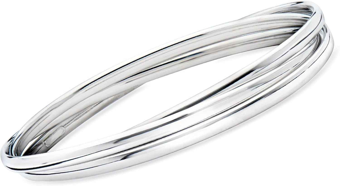Italian Sterling Silver Rolling Bangle Bracelet. 8.5 Inches