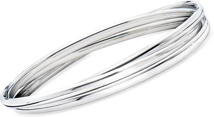 Italian Sterling Silver Rolling Bangle Bracelet. 8.5 Inches