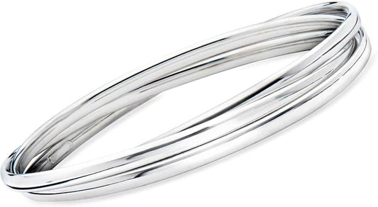 Italian Sterling Silver Rolling Bangle Bracelet. 7.5 Inches