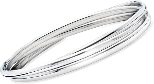Italian Sterling Silver Rolling Bangle Bracelet. 7.5 Inches - WORLD TIME VISITS