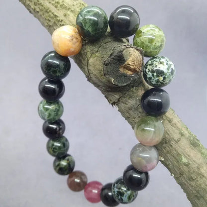 5A African Natural Stone Colorful Tourmaline Apyrite Beads Bracelet Charm