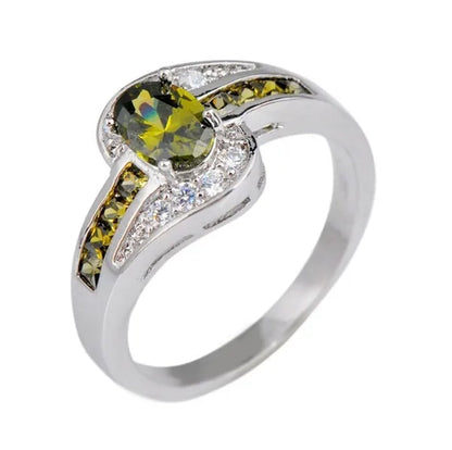 Exquisite Silver Color Natural Sapphire Gemstones Opal Birthstone Bride Princess Wedding Engagement Strange Ring Size 6 7 8 9 10