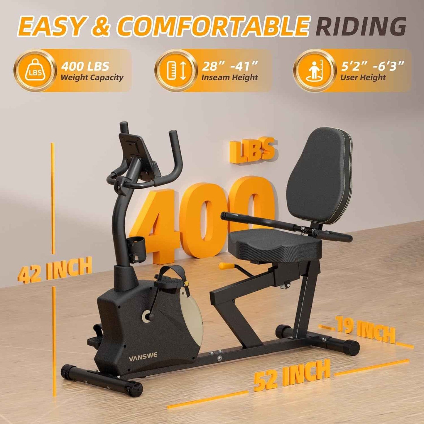 Recumbent Exercise Bike for Adults Seniors - Recumbent Bikes for Home with Magnetic Resistance, Bluetooth and App Connectivity, Pulse Sensor