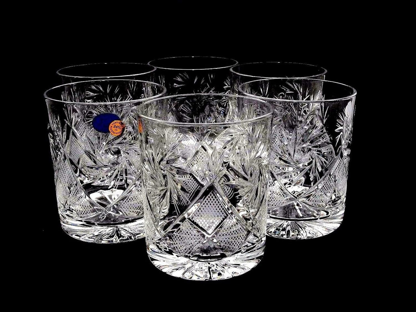 Russian Cut Crystal Scotch Whiskey Vodka Rocks Glasses Old Fashioned Vintage - WORLD TIME VISITS
