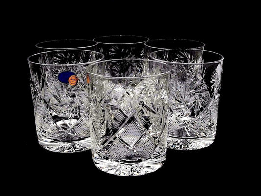 Russian Cut Crystal Scotch Whiskey Vodka Rocks Glasses Old Fashioned Vintage - WORLD TIME VISITS