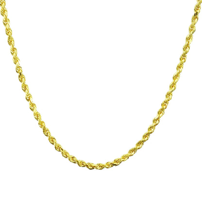 10K Yellow Gold 3Mm Diamond Cut Rope Chain Lightweight Necklace, Mens Womens Jewelry 16" - 30"