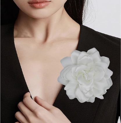 Flower Brooches for Women Satin Fabric Rose Flower Brooches Handmade Flower Brooches Pin for Wedding Party Dance Banquet Ceremony Versatile Floral Accessory for Clothing and Hairstyling Size:4.72In