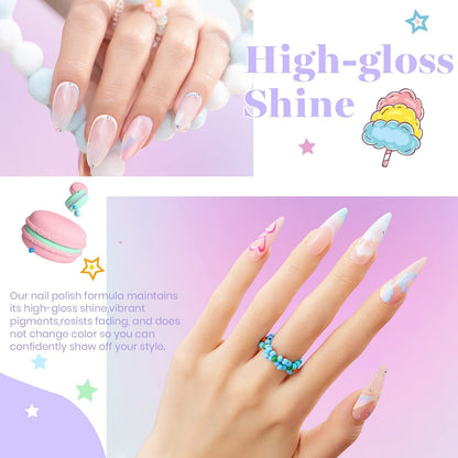 Beetles Pastel Gel Nail Polish, 6 Colors Macaron Pink Blue Green Yellow Purple Gel Polish Soft Pastel Spring Gel Polish Soak off Uv Gel Manicure Nail Art Design DIY Home Salon Gift for Girls Women