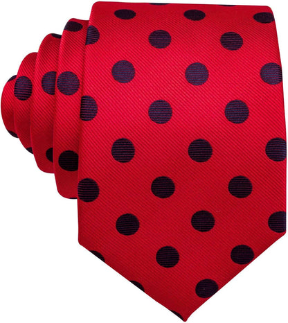 Men'S Tie Set Polka Dot Handkerchief Cufflinks Plaid Fashion Neckties Wedding Business