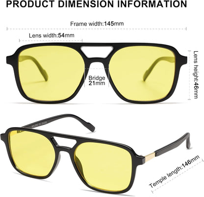 Retro Aviator Sunglasses for Women Men,Trendy Rectangle Womens Mens Shades Sun Glasses SJ2202