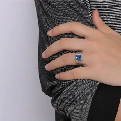New Jewellery 925 Silver Filled Blue Sapphire Men Ring Set Gift Size 7/8/9/10/11/12/13/14