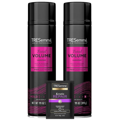 Hairspray, Total Volume, 2-Pack + Keratin Repair Hair Mask – Moisturizing Hair Spray, Anti-Frizz Hair Products (3 Piece Set) - WORLD TIME VISITS