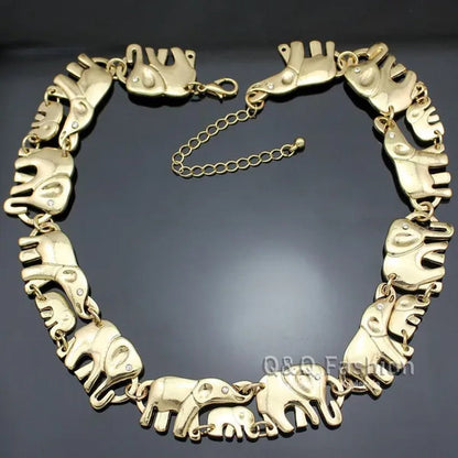 Brand New Fashion African Elephant & Baby Exquisite Charms Link Ganesh Chain Collar Statement Bib Necklace Gold Silver - WORLD TIME VISITS