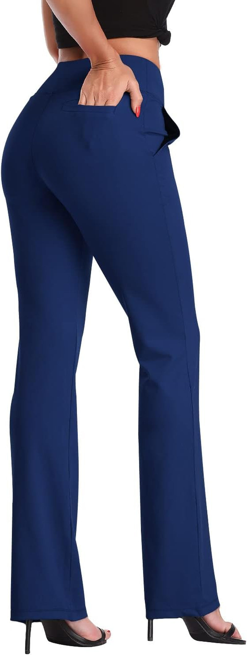 Bootcut Yoga Pants for Women Tummy Control Workout Bootleg Pants High Waist 4 Way Stretch Pants - WORLD TIME VISITS