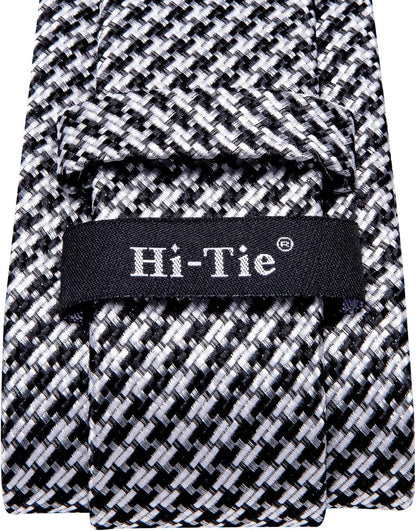 Mens Plaid Ties Classic Paisley Necktie with Handkerchief Cufflinks Set Business Stripe Tie