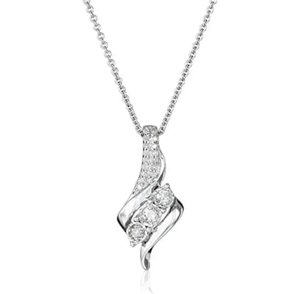 Delicate Elegant Bridal Wedding Necklace for Women Crystal Zircon Pendant Silver Plated Necklace - WORLD TIME VISITS
