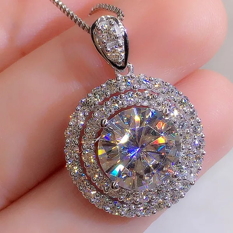 Delicate Moissanite Solitaire Necklace for Women Bridal Romantic Wedding Necklace Jewelry - WORLD TIME VISITS