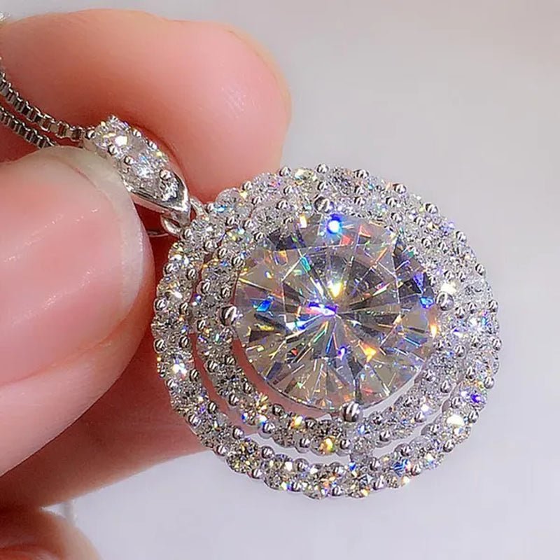 Delicate Moissanite Solitaire Necklace for Women Bridal Romantic Wedding Necklace Jewelry - WORLD TIME VISITS