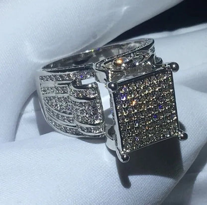 Deluxe Promise Silver Pave Setting AAAAA Cz Diamond Engagement Band Rings for Women Men Wedding Jewelry Gift