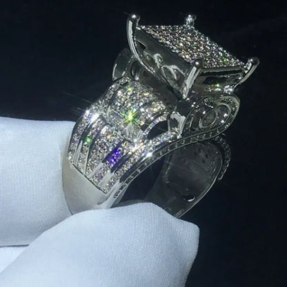 Deluxe Promise Silver Pave Setting AAAAA Cz Diamond Engagement Band Rings for Women Men Wedding Jewelry Gift