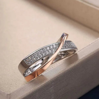 Delysia KingLadies fashion white sapphire ring cross rose gold ring ladies Valentine's day birthday gift jewelry - WORLD TIME VISITS