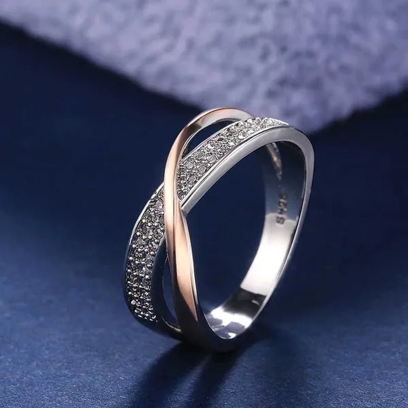 Delysia KingLadies fashion white sapphire ring cross rose gold ring ladies Valentine's day birthday gift jewelry - WORLD TIME VISITS