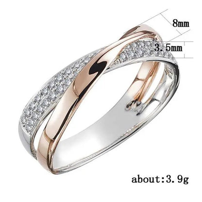 Delysia KingLadies fashion white sapphire ring cross rose gold ring ladies Valentine's day birthday gift jewelry