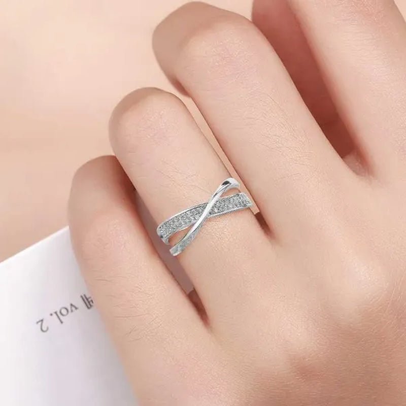 Delysia KingLadies fashion white sapphire ring cross rose gold ring ladies Valentine's day birthday gift jewelry