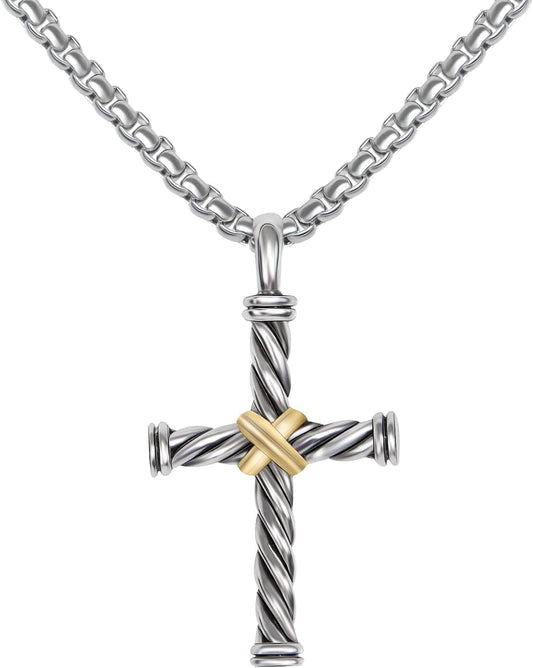 Designer Jewelry Inspired Twisted Cable Wire Cross Necklace for Women Men Fashion Brand Jewelry Gift - WORLD TIME VISITS