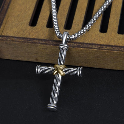 Designer Jewelry Inspired Twisted Cable Wire Cross Necklace for Women Men Fashion Brand Jewelry Gift