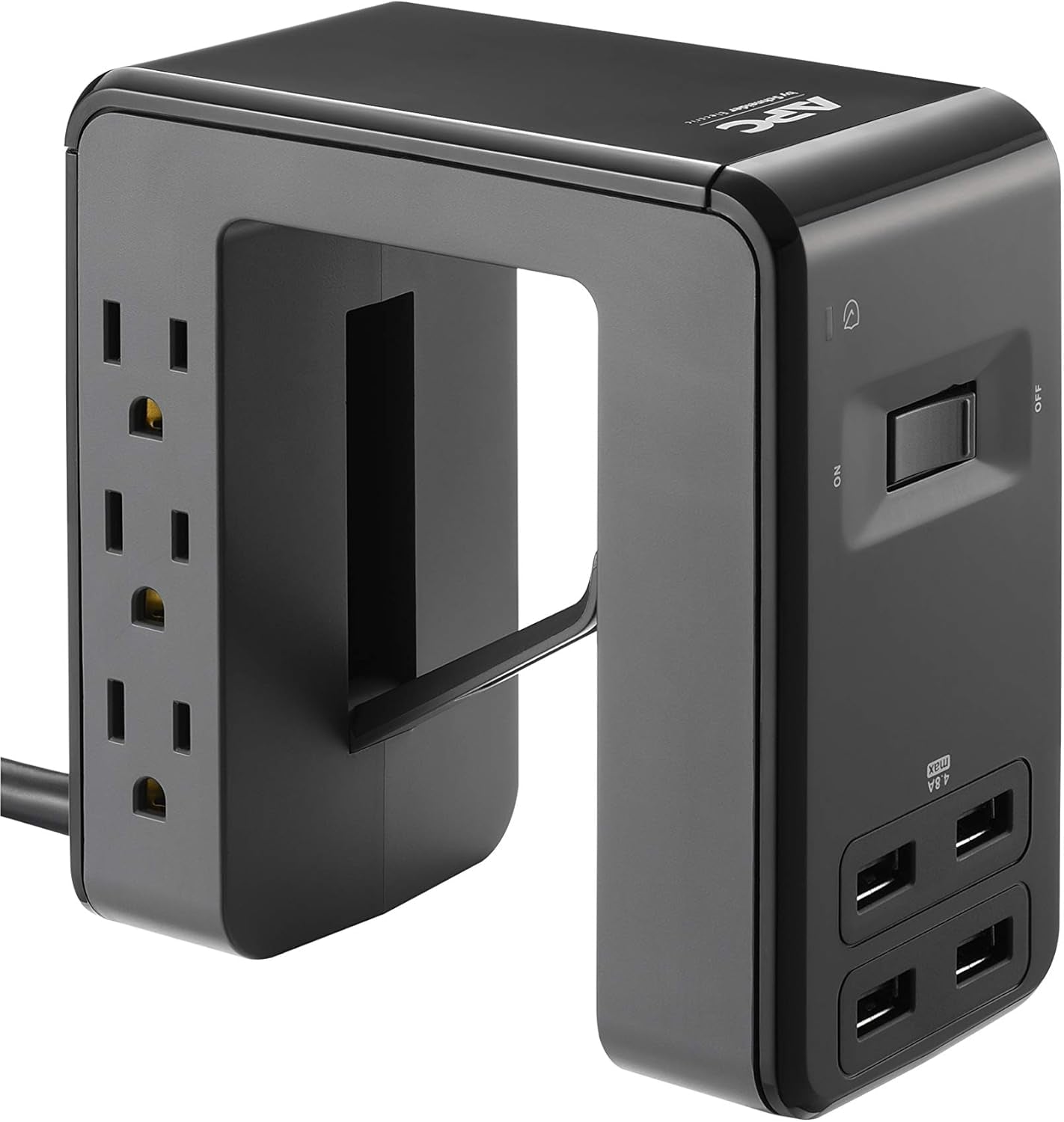 Desk Mount Power Station PE6U4, U - Shaped Surge Protector with USB Ports (4), Desk Clamp, 6 Outlet, 1080 Joules Black - WORLD TIME VISITS