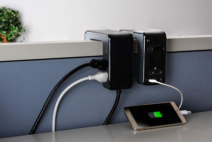 Desk Mount Power Station PE6U4, U-Shaped Surge Protector with USB Ports (4), Desk Clamp, 6 Outlet, 1080 Joules Black