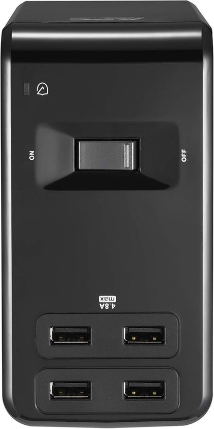 Desk Mount Power Station PE6U4, U-Shaped Surge Protector with USB Ports (4), Desk Clamp, 6 Outlet, 1080 Joules Black