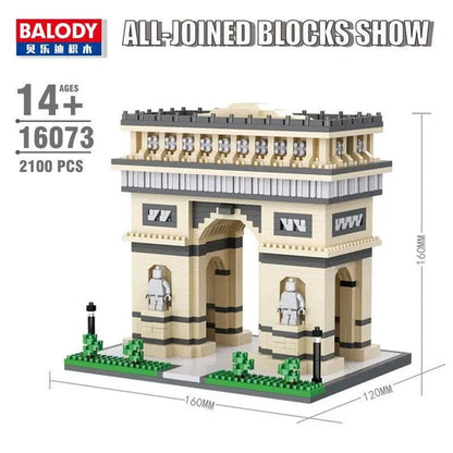 World Architecture Building Blocks Set Landmarks Diamond Blocks Toys (Height 20-40cm) Saint Basil's Cathedral, Big Ben, Taj Mahal, White House, Louvre Museum, Arc de Triomphe, London Bridge