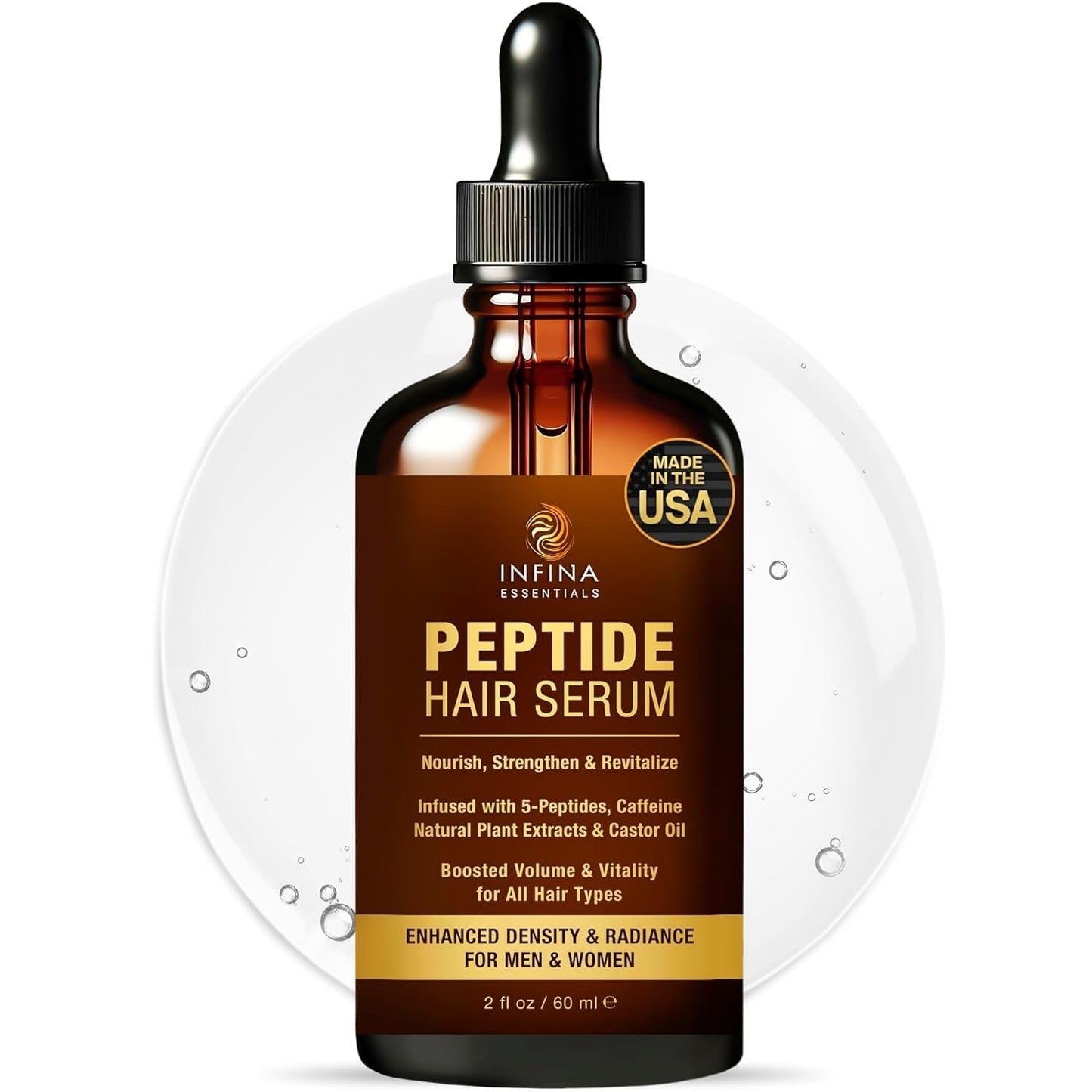 Peptide Hair Serum for Hair Growth Men & Women - Copper Peptides for Hair Growth - Caffeine Hair Growth Serum for Hair Thinning & Loss - Multi Peptide Serum for Hair Density 2 Fl Oz