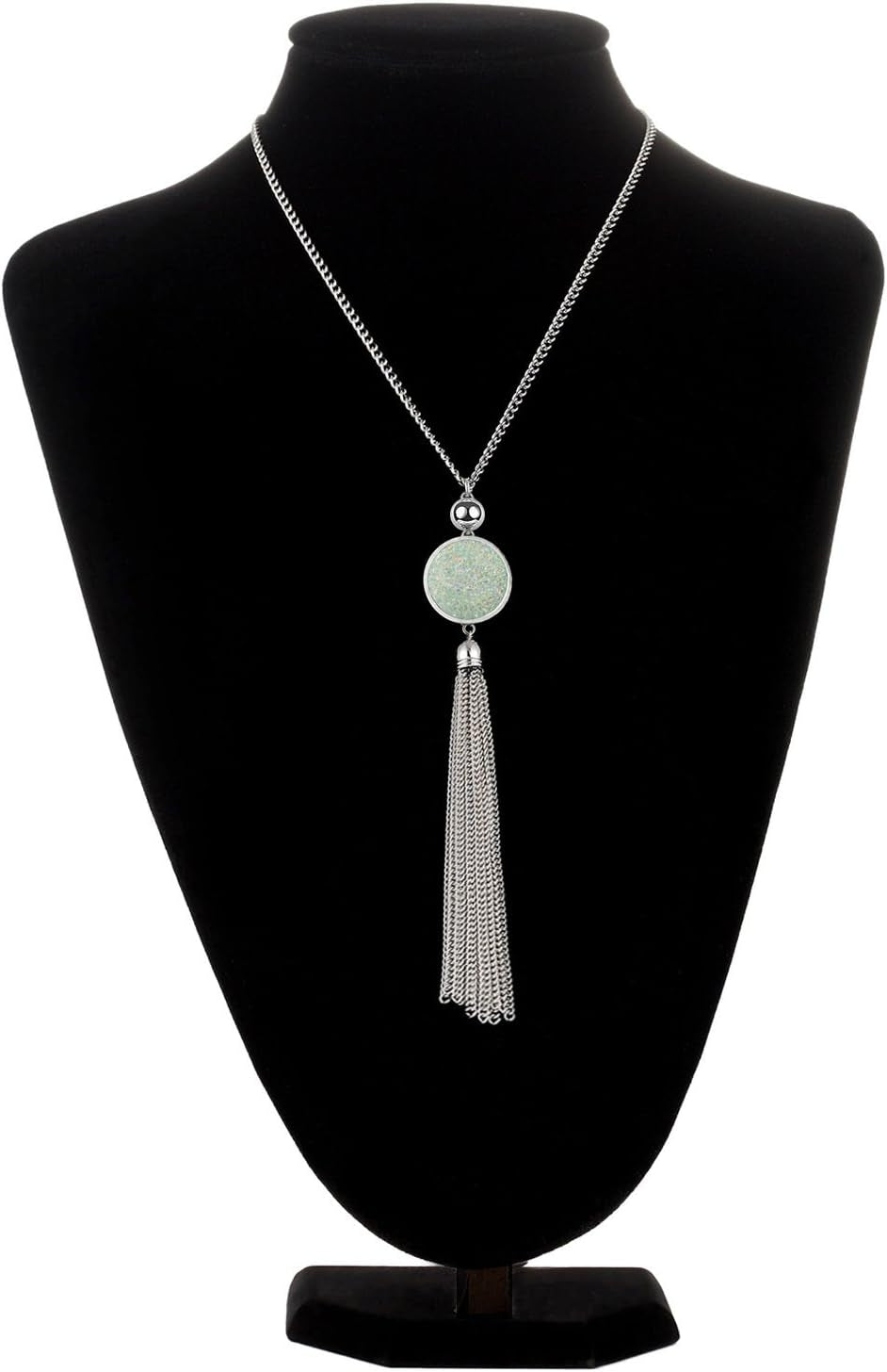 Long Chain Tassel Necklace Pendant Resin Sweater Chain Bohemian Style for Women, Change Color