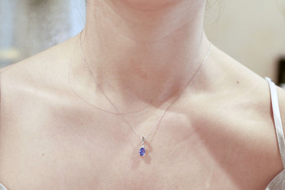 10KT WG Tanzanite and Diamond Accent Pendant Necklace