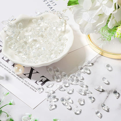 200 Pieces Teardrop Chandelier Crystal Pendants 6 X 12 Mm Crystal Beads for Chandelier Jewelry Making DIY Project Earring Necklaces Bracelets (Clear)