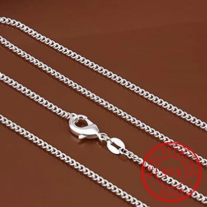Fashion 2mm Side Chain 925 Silver Necklace for Women Man Wedding Charm Jewelry