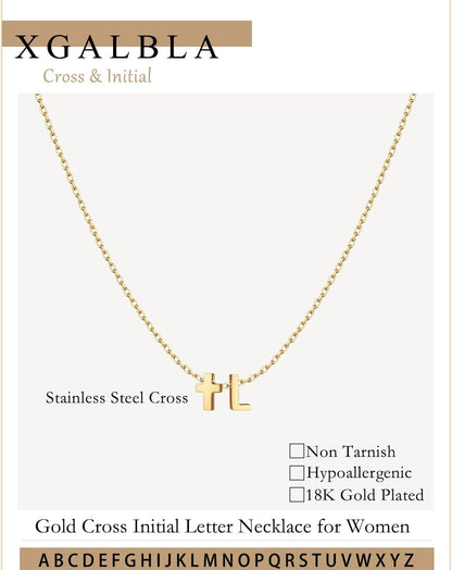 Heart/Butterfly/Cross Initial Heart Necklace,Gold Tone Stainless Steel Letter Necklace Personalized Monogram Name Jewelry Birthday Gifts for Women