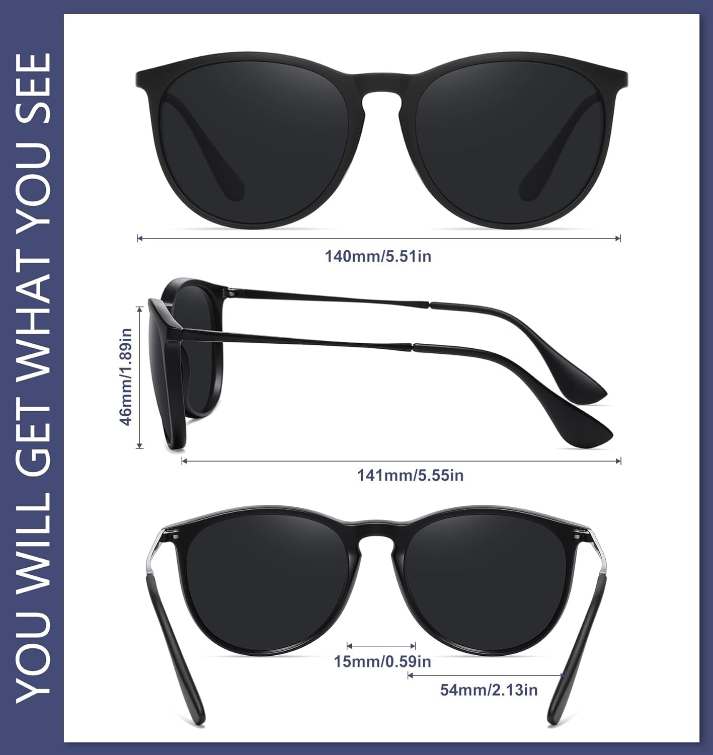 Retro Sunglasses Womens 2024 Trendy round Classic Glasses