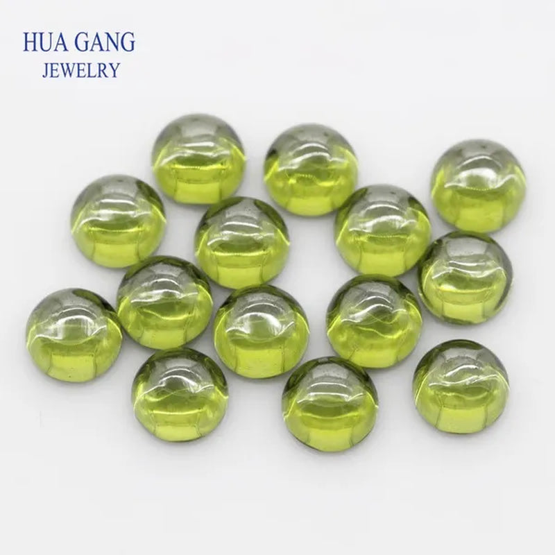 Peridot Cubic Zirconia Stone round Shape Cabochon Cut Flat Back Loose CZ Stone Synthetic Gems for Jewelry 4Mm 6Mm - WORLD TIME VISITS